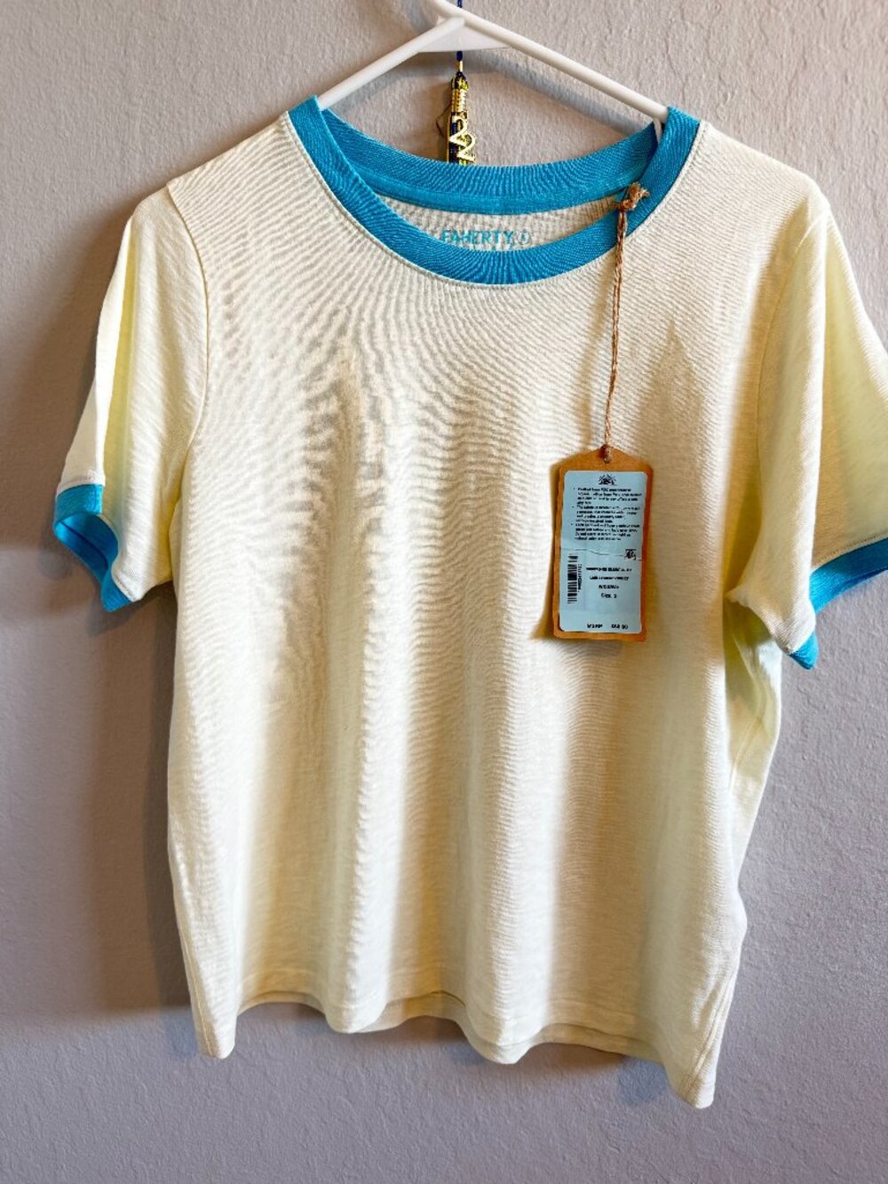 Faherty Sunwashed Essential Tee Lemon Sorbet Size S NWT MSRP $68 Regenerative Co